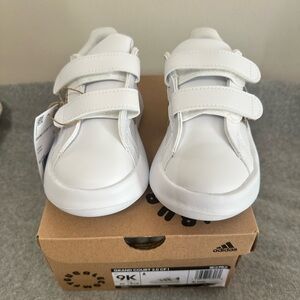 Adidas Kids Grand Court Sneakers - White & Leopard detail